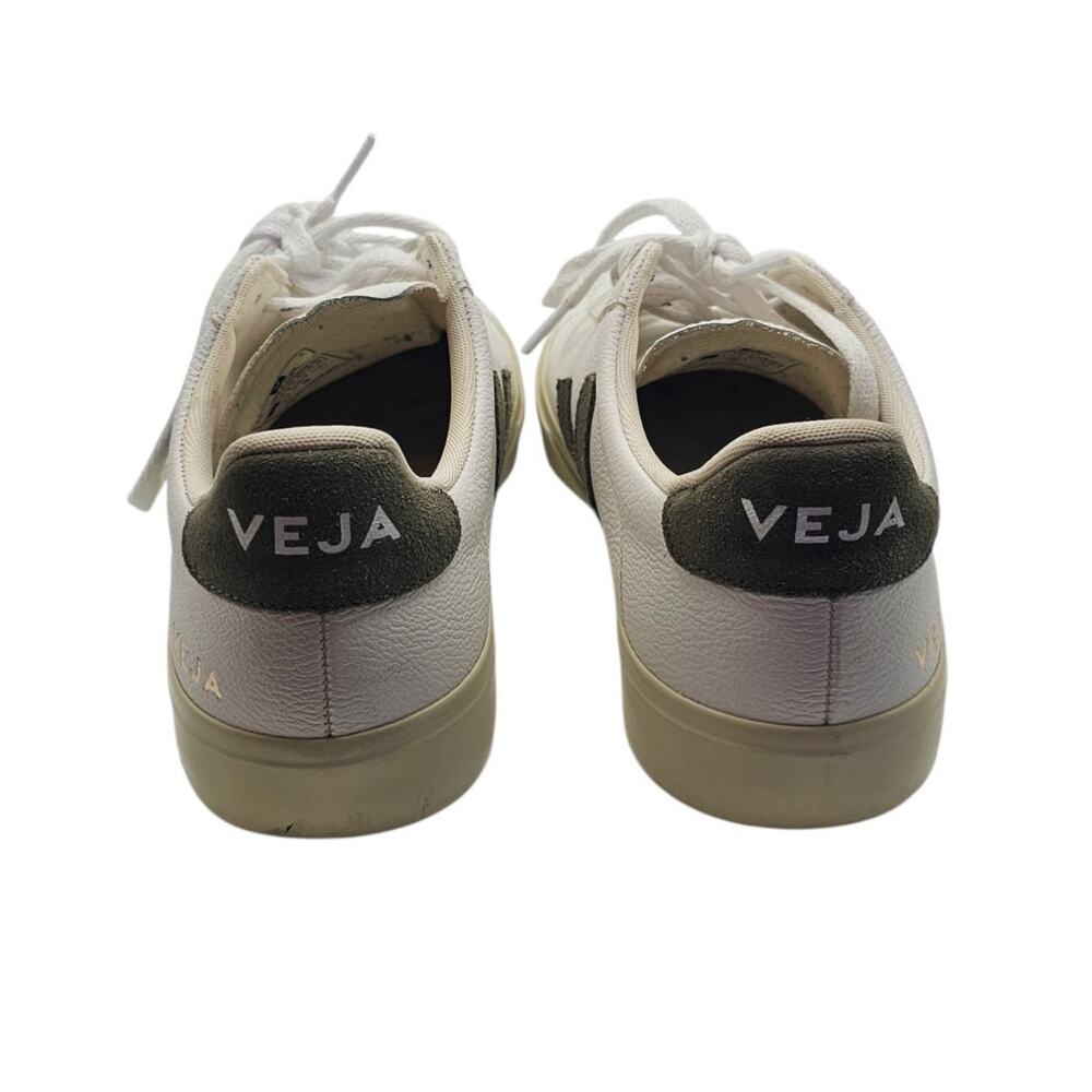 VEJA T2 White & Olive Green Leather Low Top Lace Up Sneakers Size 9 - Picture 6 of 10